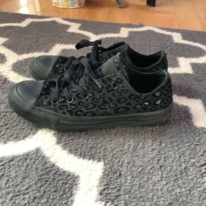 All black cheetah print Converse